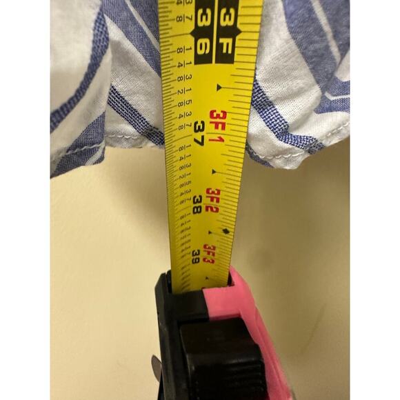 Calvin Klein Size 0 Blue White Striped Fit Flare Knee Dress Picnic Cottagecore - Picture 12 of 14